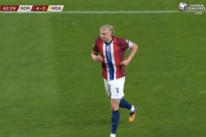 半場(chǎng)戴帽！哈蘭德連入3球，挪威4-0領(lǐng)先摩爾多瓦