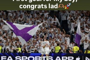 貝林厄姆社媒曬與卡雷拉斯合照：祝賀兄弟取得皇馬生涯首球！