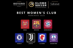 環(huán)足獎2025年最佳女足俱樂部候選：阿森納女足、巴薩女足領(lǐng)銜